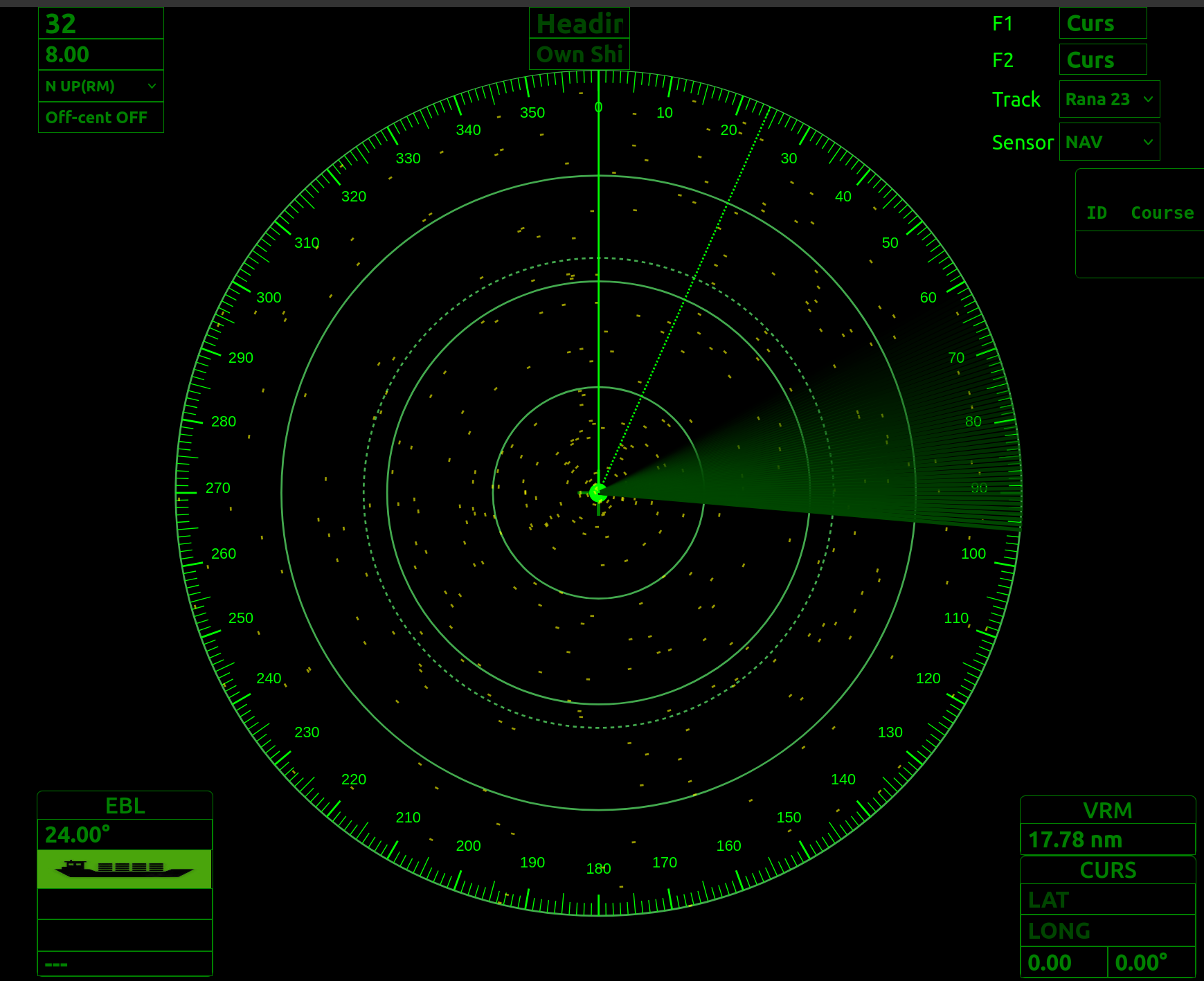 Radar emulator training interface for naval tactical simulator